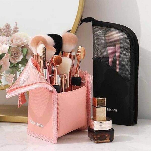 

cosmetic bags & cases simple mesh vertical makeup bag transparent brush holder for women travel organizer toiletry with zipper