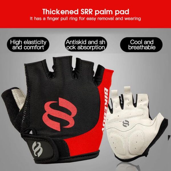 

cycling gloves bikeboy men women half finger breathable anti- sports gym fitness mtb bike, Black