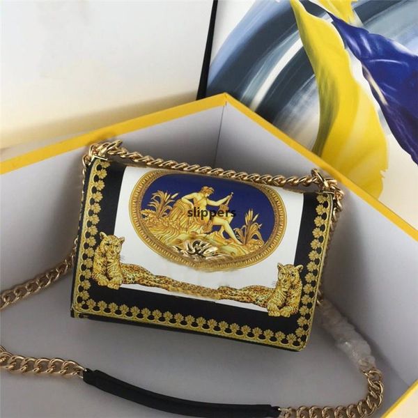 

designer luxury palazzo synthetic black bag yellow black leopard tribute boroque chainwomens crossbody messenger bags size: 25-18-6.5cm