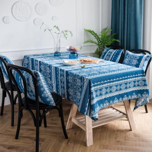 

table cloth vintage blue lace printed tablecloth cotton and linen picnic lanket white paper ackground coffee shop &