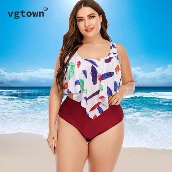 

one-piece suits 2021 large size 10xl bikini ruffle swimwear women swimsuit high waist tankini push up bathing suit maillot de bain femme