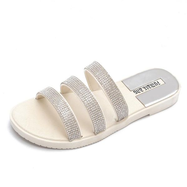 

slippers women summer home flip flops peep toe crystal sandals bling glitter beach slipper ladies shoes zapatos mujer, Black