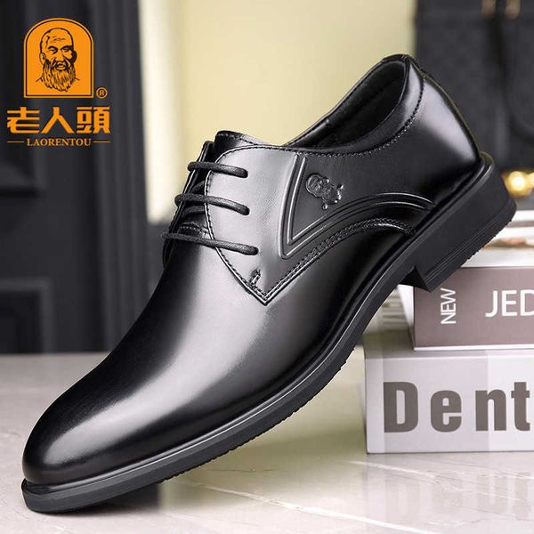 

autumn old head leather sho men's casual lace up busins drs first layer