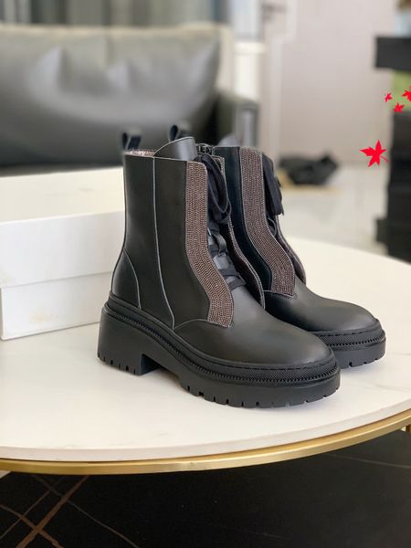 

designer boots classic leather thick-soled desert martinboot winter ladies high heels chirstmas halloween easter day shoelace box womens des, Black