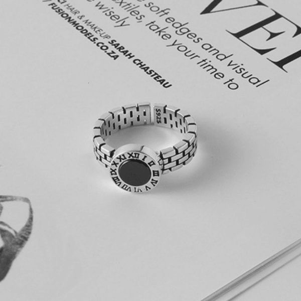 

delicate ring japanese and korean s925 pure silver simple personality fashion text watch opening