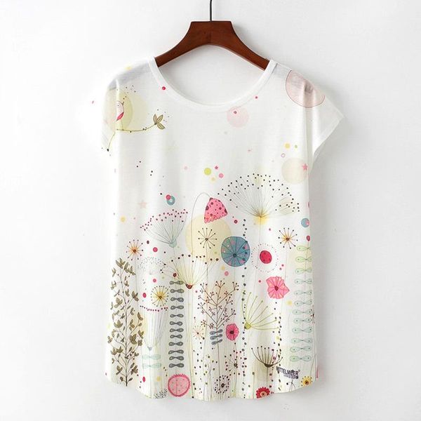

women's t-shirt korean style summer women t shirt novelty harajuku kawaii cute dandelion print short sleeve size  l xl, White