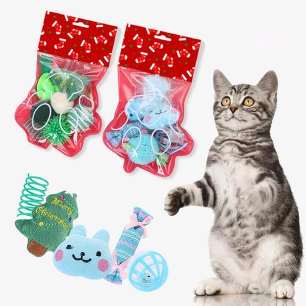 

cat toys funny cats mouse ball candy plush filled christmas xmas gift set chewing round bell pet supplies 1 pc