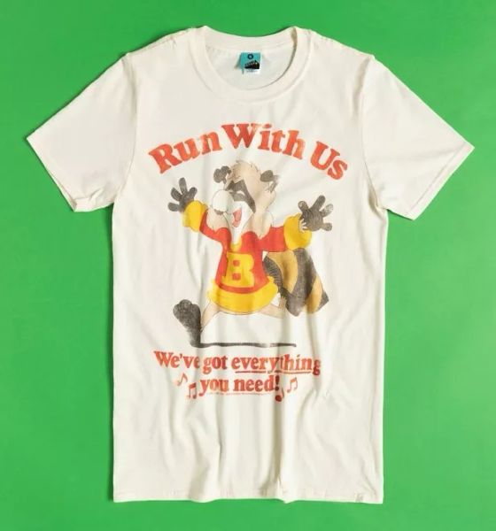 

official men's bert raccoon run with us ecru t-shirt, White;black
