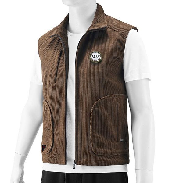 

men's vests spring and autumn jacket cardigan waistcoat corduroy trend casual outer wear vest black tank men 2021, Black;white