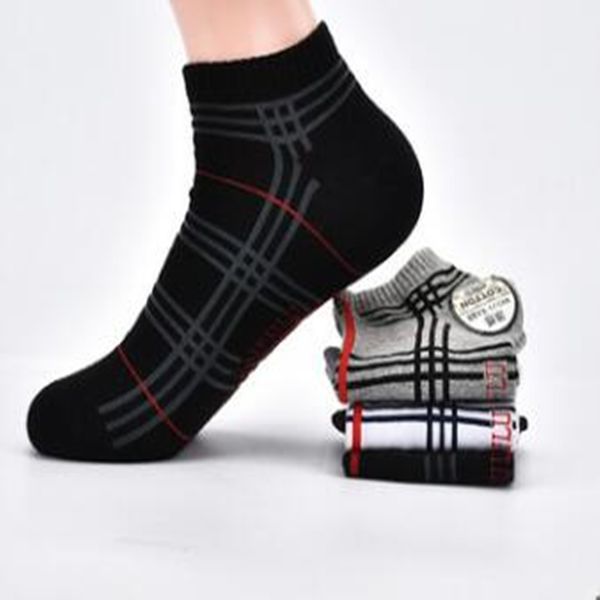 

158men's cotton socks medium stockings sports spring and summer thin air tight, Black