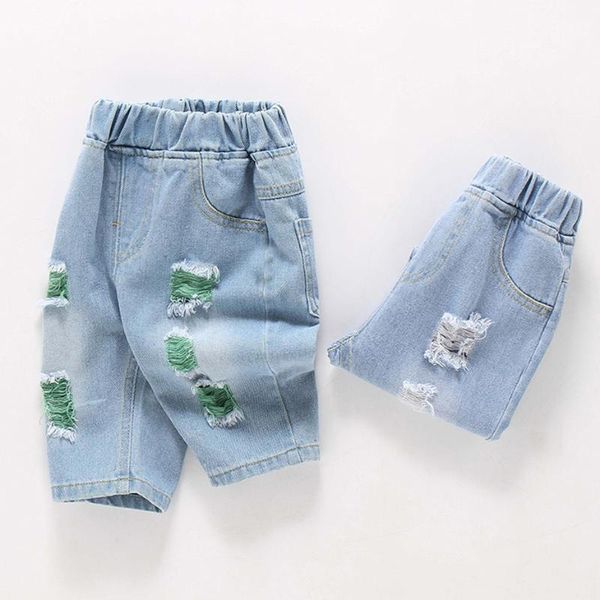 

girls jeans hole for casual style infantil summer baby girl clothes, Blue