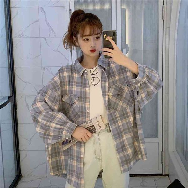 

women's jackets plaid shirts women long sleeve summer sun proof sweet outwear fashion simple all match loose students korean style, Black;brown