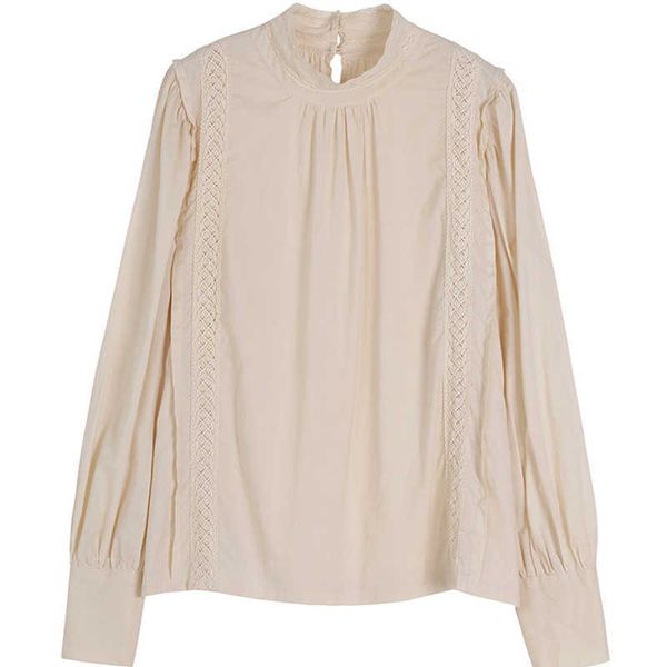 

nbpm puff sleeve blouses woman elegant turtleneck blouse multiple sizes slim solid spring summer women dresses 210529, White