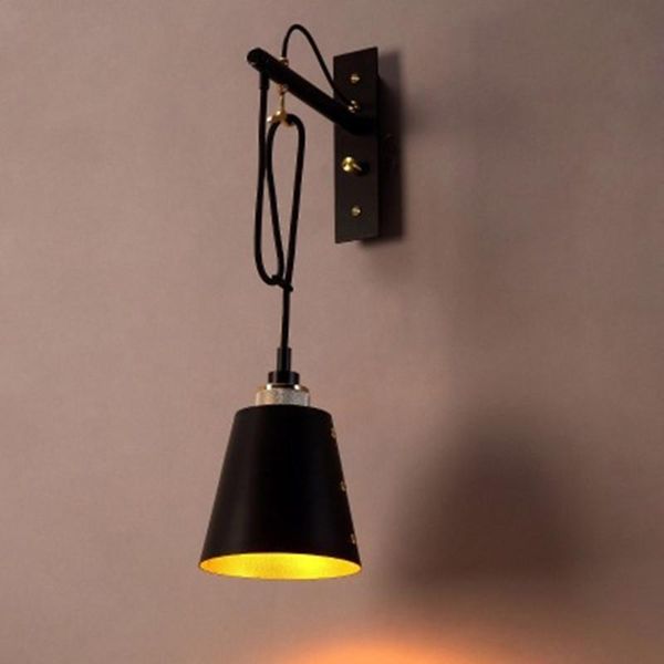 

american iron black gold wall lamp simple corrido restaurant bar aisle bedroom bedside industrial style decorative lighting