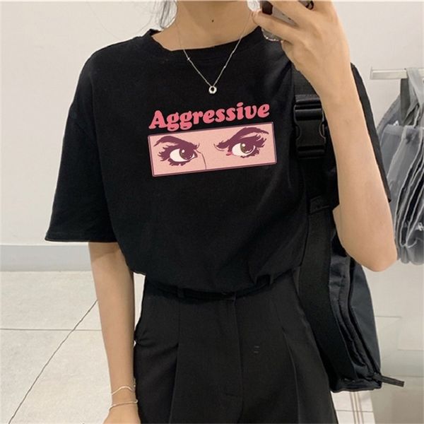 

aggressiue ladies print short-sleeved t-shirt summer women's loose casual shirt chic harajuku fun ulzzang 210512, White