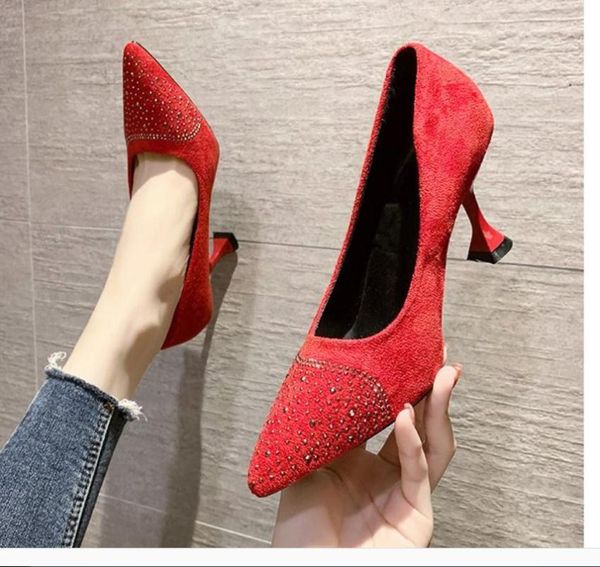 

dress shoes 2021 spring and autumn high fine heel pointed end women's, Black