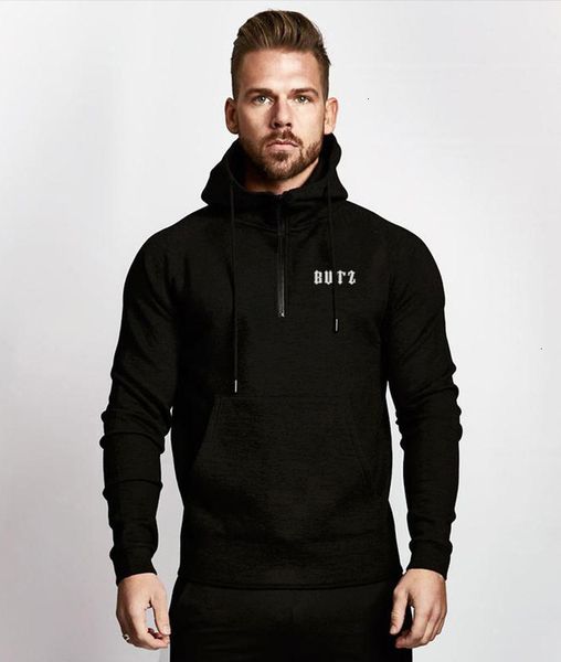 

brothers muscle men's tracksuits leisure sports fitness clothing suit autumn winter hooded sweater pants two piece cotton set, Gray