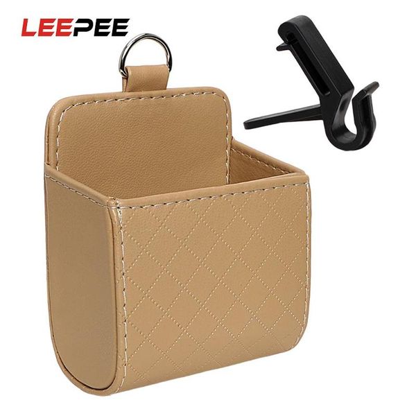 

car organizer pu leather pocket storage bag universal outlet vent tidy