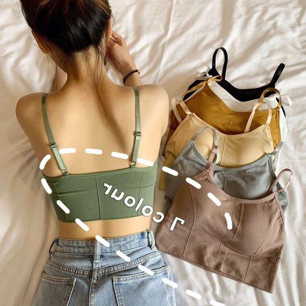 

lingerie girl 646 straight underwear beautiful back girl's sling wrapped around chest without steel ring bra sports vest, Black;pink