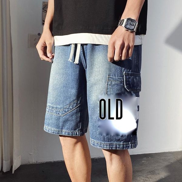 

men's jeans denim shorts mens summer trend casual plus size 5 points pants fashion loose all-match -40, Blue