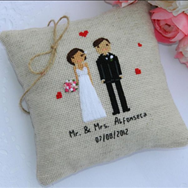 

customixable wedding ring pillow bearer bridal groom embroidered cotton bridesmaid gift custom bride bear other event & party supplies