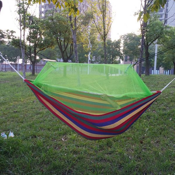 

outdoor pads portable folding hammock with mosquito net camping sleeping hanging bed 3 color