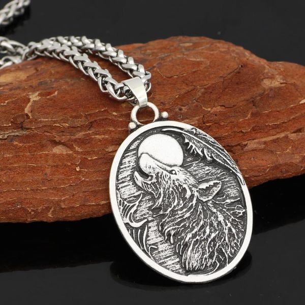 

pendant necklaces norse viking odin wolf amulet necklace, Silver