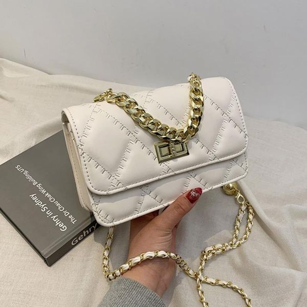 

evening bags diamond lattice chain flap for women handbags pu leather crossbody bag luxury designer fashion shoulder messenger white