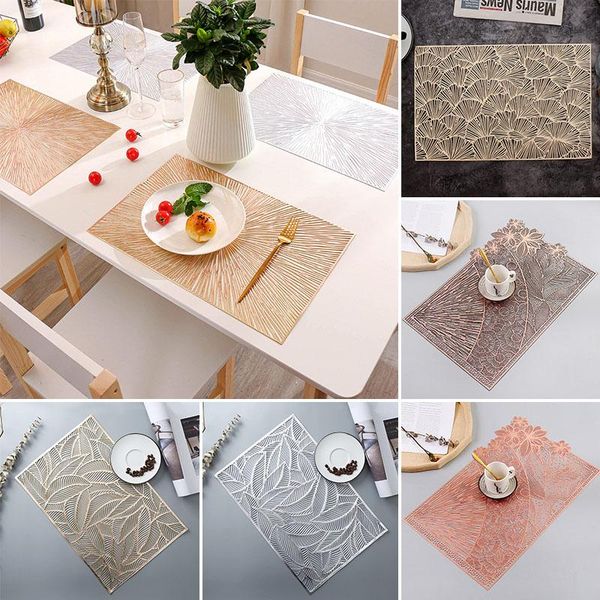 

mats & pads heat-resistant placemats square hollow leaves anti-skid table mat cover simple home decoration pvc cup wine decorative