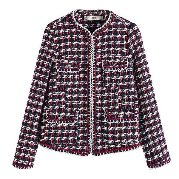 

women's suits & blazers 2021 fashion spring coarse lines weave plaid blazer women french suit jacket casual female loose short coat 33, White;black