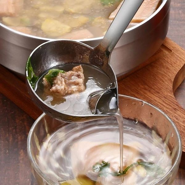 

spoons stainless steel oil separator soup ladle gravy fat skimmer spoon for home kitchen and cooking gadget p15f