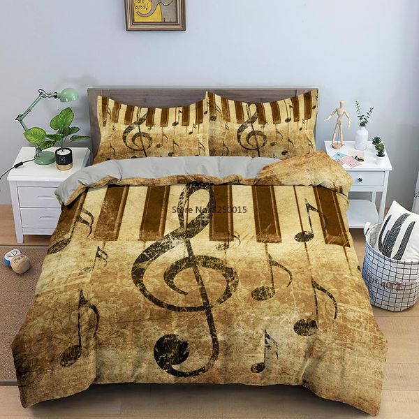 

bedding sets 3d printing set piano keys music note treble clef staff black & white 2/3 pieces duvet cover microfiber bed