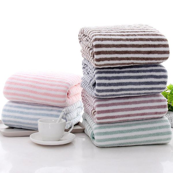 

towel absorbent household bath fine-woven coral velvet pinstripe hair