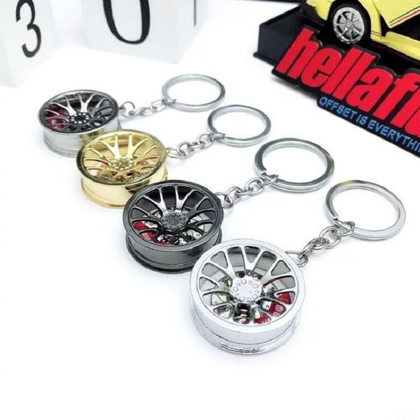 

creative car tire keychain fans modified wheel key pendant with brake pads business gifts cool key-ring interior accessories decorations
