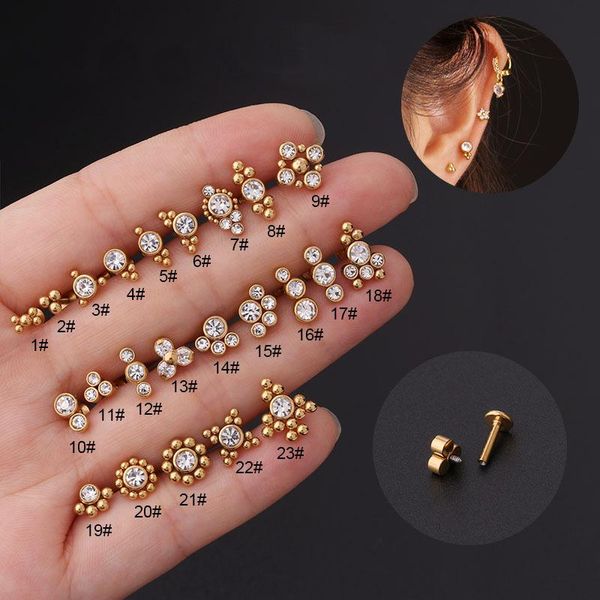 

stud 1piece 16g stainless steel earrings for women 2021 trendy jewelry moon star heart 1.2mm piercing earring teen ear cuffs, Golden;silver