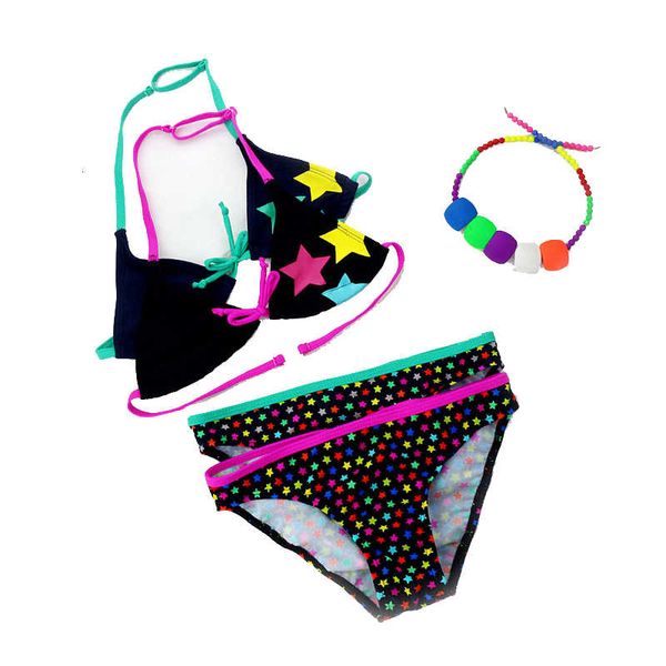 Nuovo costume da bagno estivo per ragazze diviso in due pezzi, costume da bagno bikini con motivo a stella carino per bambini all'ingrosso