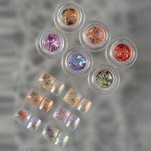 

nail glitter 3d laser aurora crystal holographic bright shining decoration powder diy craft manicure accessories, Silver;gold
