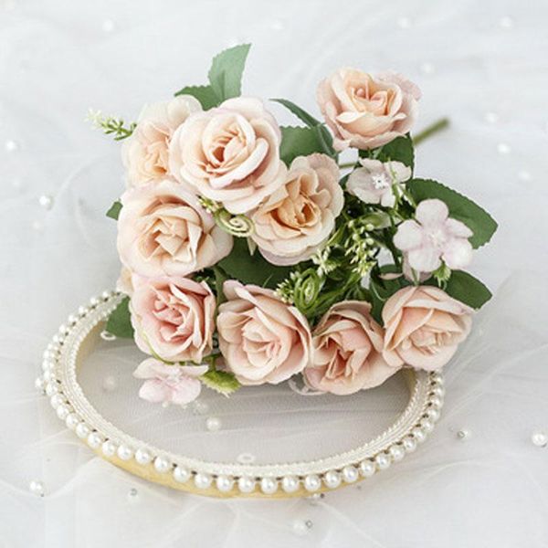 

decorative flowers & wreaths nordic emulation flower 10 heads fresh rose vase plant potted home decoration false flowerpot