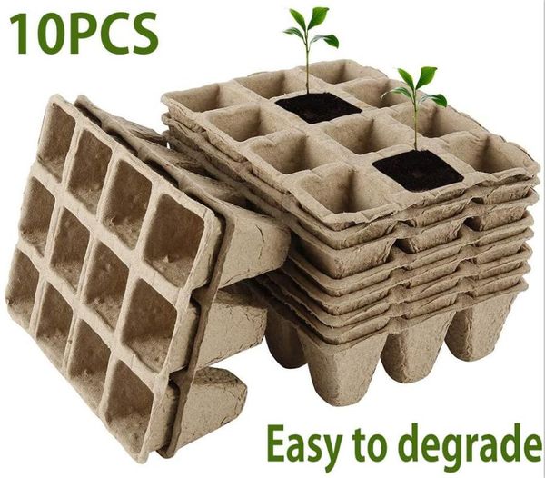 

planters & pots 10pcs seeding growing tray biodegradable paper pot plant seedling nursery cup kit garden supplies