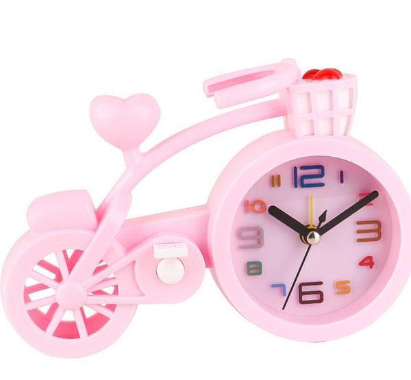 2021 Nova cor de doces mais grossa Creative Bike Relógio Estudante Presentes Aniversário Artesanato Digital Despertador Despertador mesa de mesa relógios