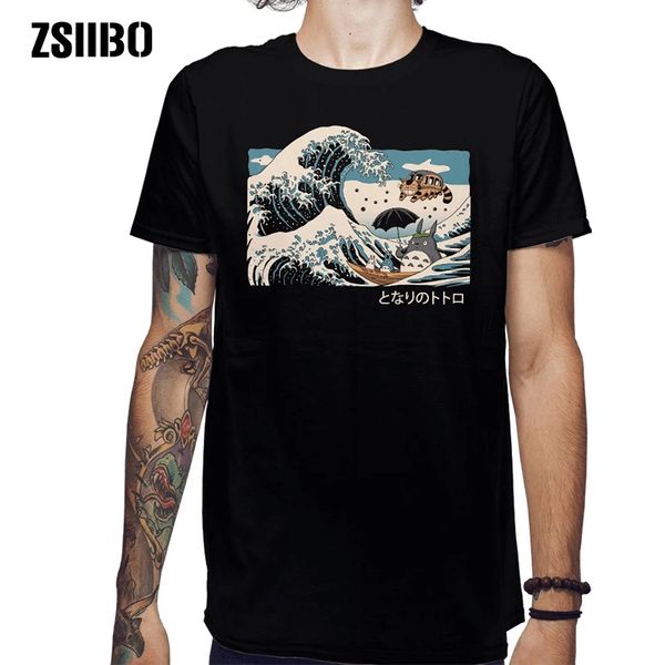 

zsiibo japanese harajuku t-shirt male summer hip hop t-shirts sushi boat cartoon street tshirt casual wave hy1mc55, White;black