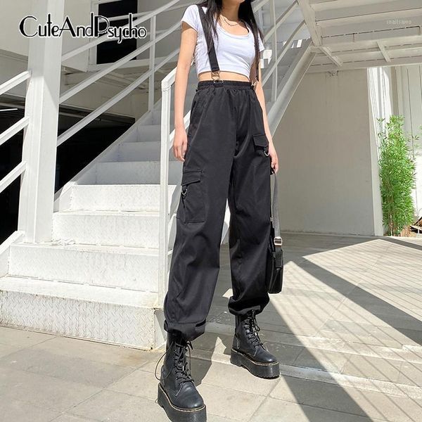 

women's pants & capris streetwear harajuku casual sweatpants joggers women sportswear loose cargo korean fashion trousers cuteandpsycho, Black;white