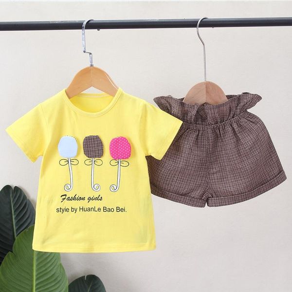 

to 5 years 2pcs / set summer cute balloon printed short sleeve o-necked t-shirts pans baby girl clothes clothing sets, White
