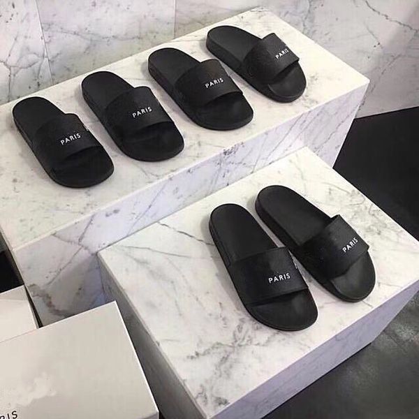 

with box 2021mens womens sandals slide summer fashion wide flat slippers indoor flip flop size eur36-46, Black