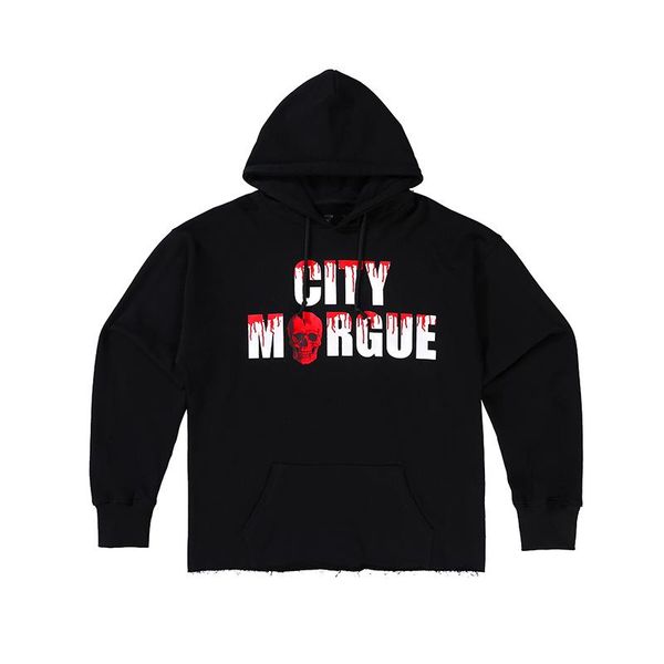 

brand trendy 20ss spring and autumn skull print big v men women loose casual hooded sweater men's hoodies & sweatshirts, Black