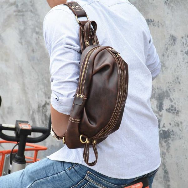 

waist bags maketina original retro style horse leather men's chest bag handmade shoulder messenger casual hand
