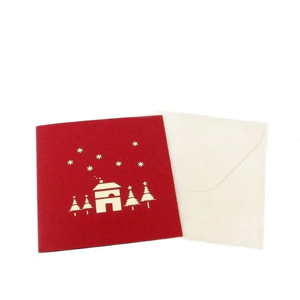 

greeting cards 5pcs/lot exquisite christmas house 3d up in gift package