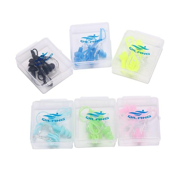

nose clip waterproof + ear plug earplug useful 6 colors soft silicone swimming set