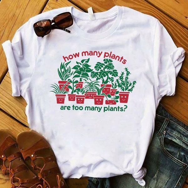 

graphic how many plants garden women t shirt flower cute sweet tee ladies female clothes, White