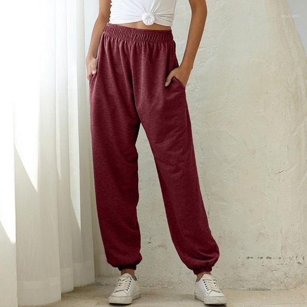 

women's pants & capris cysincos 2021 women sweatpants solid high waist harem casual fitness joggers sports long pantalon streetwear, Black;white